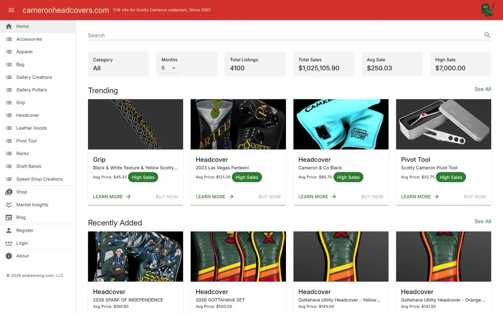 cameronheadcovers.com screenshot